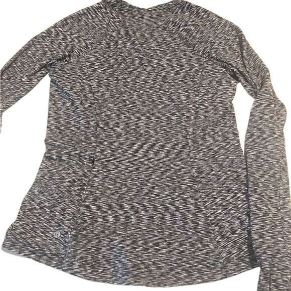 Lululemon Black White Gray‎ Runderful Long Sleeve Pullover Running Top Size 10 - Picture 1 of 15